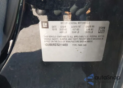 2016 Cadillac Ats Luxury Collection из США, поврежденный, VIN 1G6AB5RS7G0114459